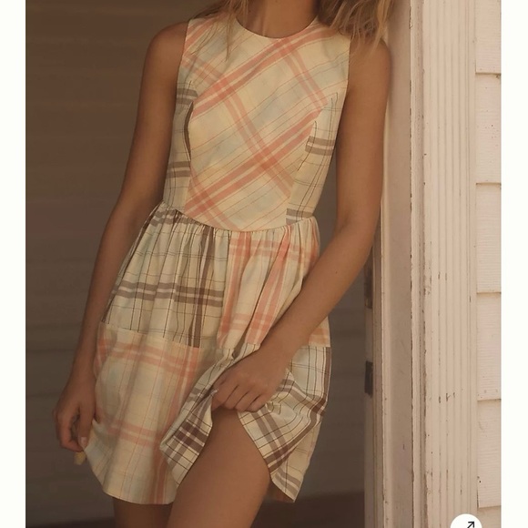 lyrebird Dresses & Skirts - Anthropologie LyreBird Sleeveless Plaid Nap Mini Dress Size M MSRP $98